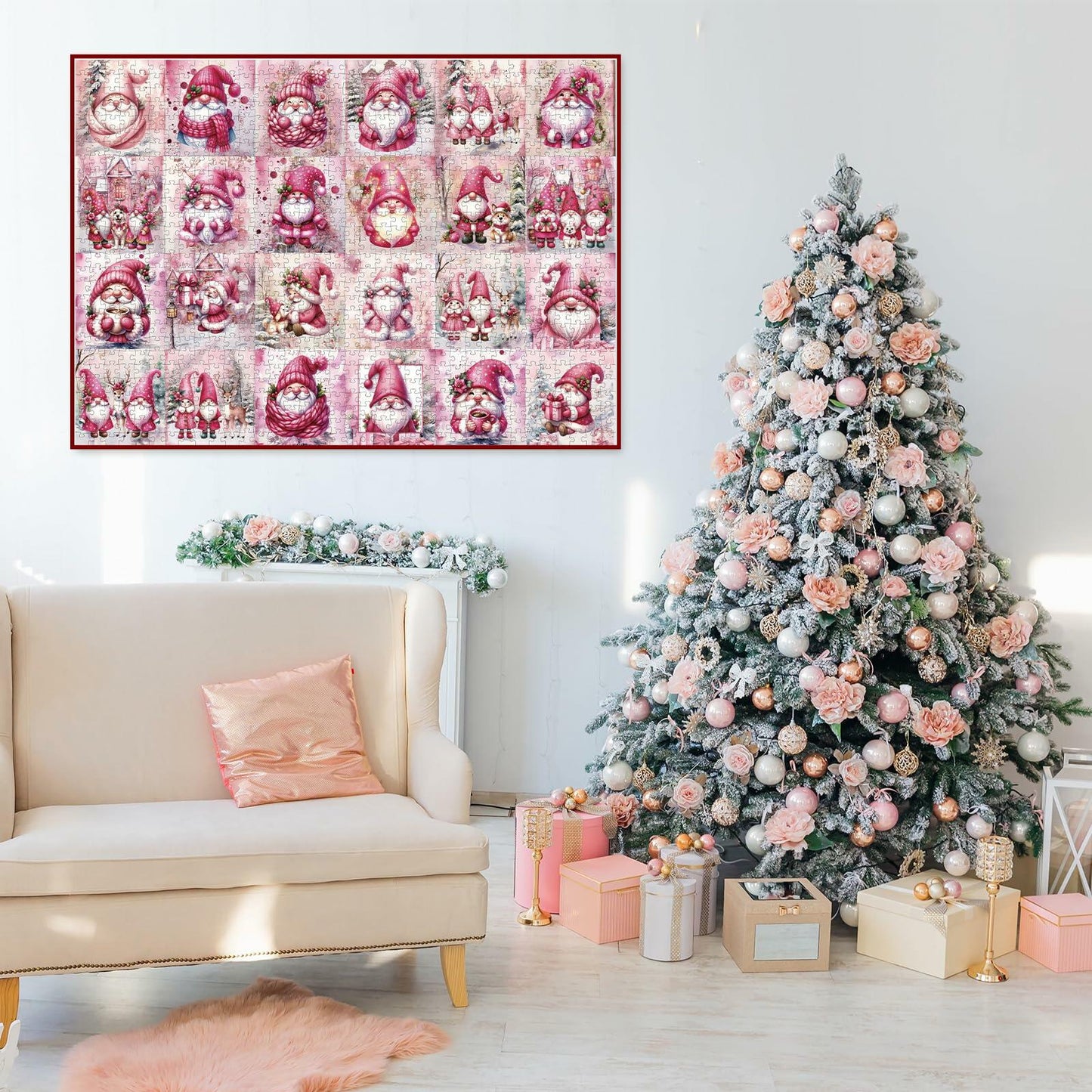 1008 Pc Pink Gnome Advent Calendar Puzzle 2025 24-Day Countdown