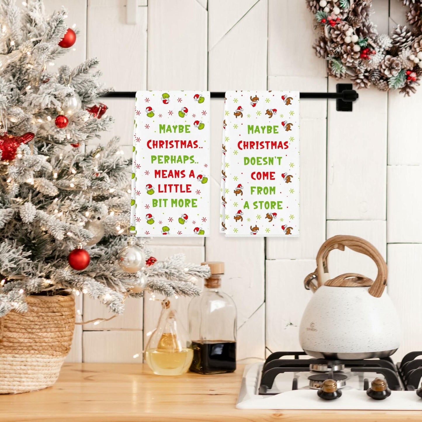 Funny Christmas Towels 2 Pack Absorbent Kitchen Bathroom White Elephant Gifts