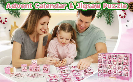 1008 Pc Pink Gnome Advent Calendar Puzzle 2025 24-Day Countdown