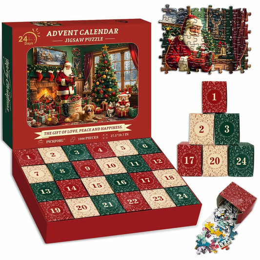 PICKFORU 2024 Christmas Advent Calendar 1000 Pieces Santa Claus Puzzle