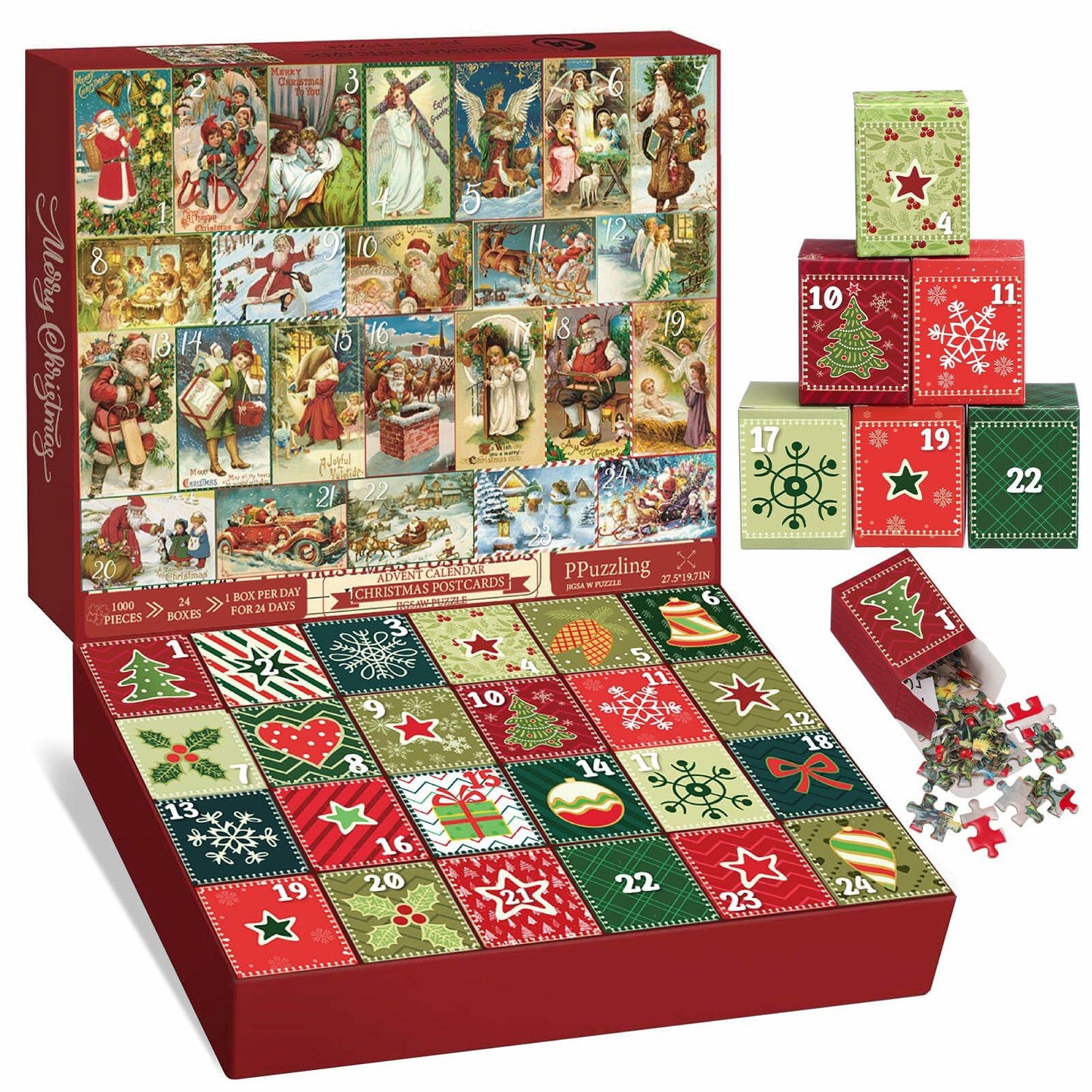 WinnerWhy Advent Calendar 2024 Vintage Christmas Jigsaw Puzzle 1000pcs