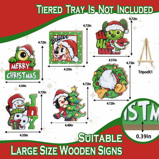 Uruney Merry Christmas Snowman Tiered Tray Decor Green 1 Count