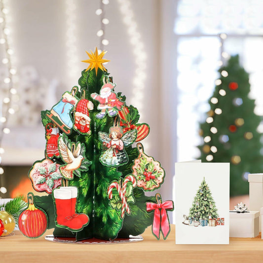 Pop Up Christmas Tree Cards 3D Handmade Foldable Vintage 14.6in Xmas Card