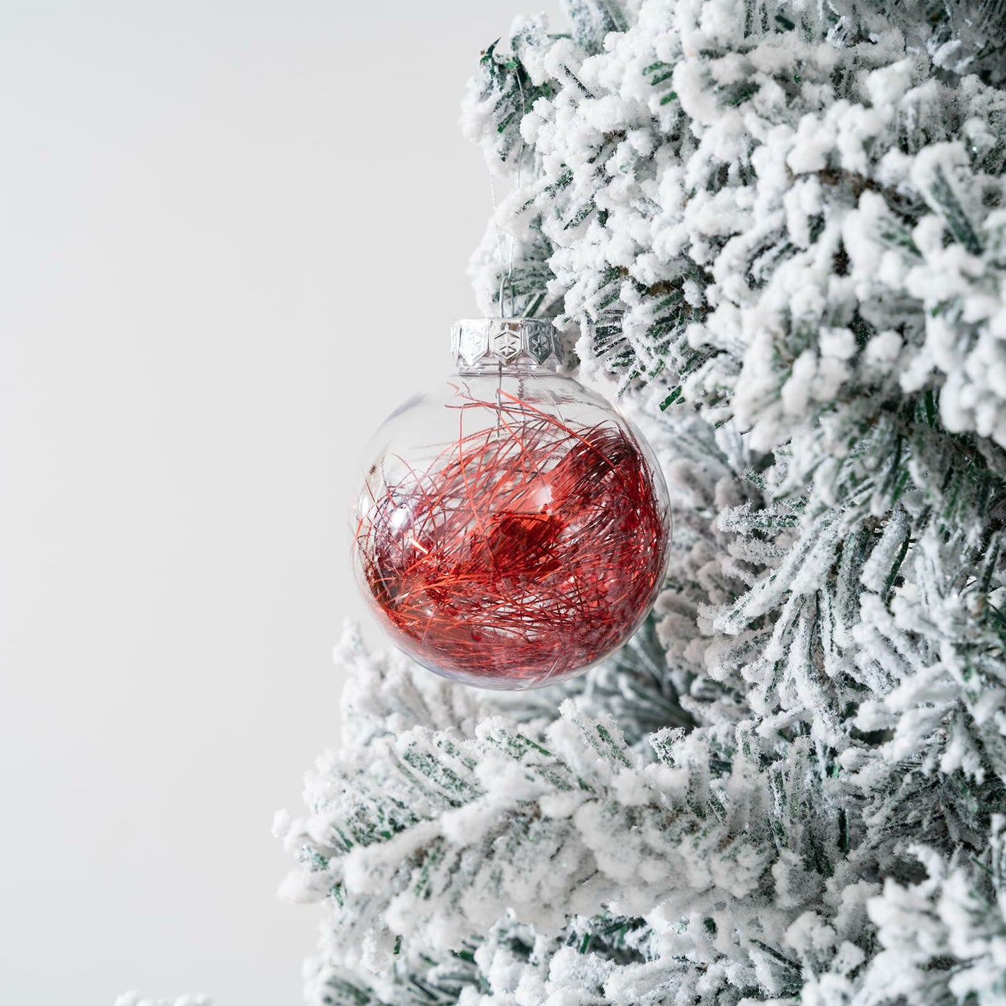16PCS Clear Red Christmas Balls Ornaments 3.15in Shatterproof Hanging Set