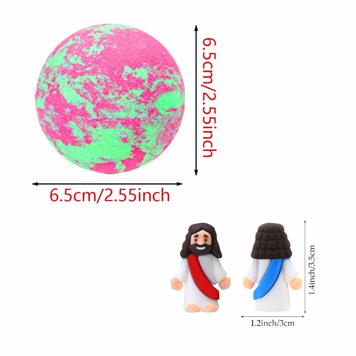 6 Pcs Christmas Bath Bombs with Surprise Jesus Toys for Kids & Adults