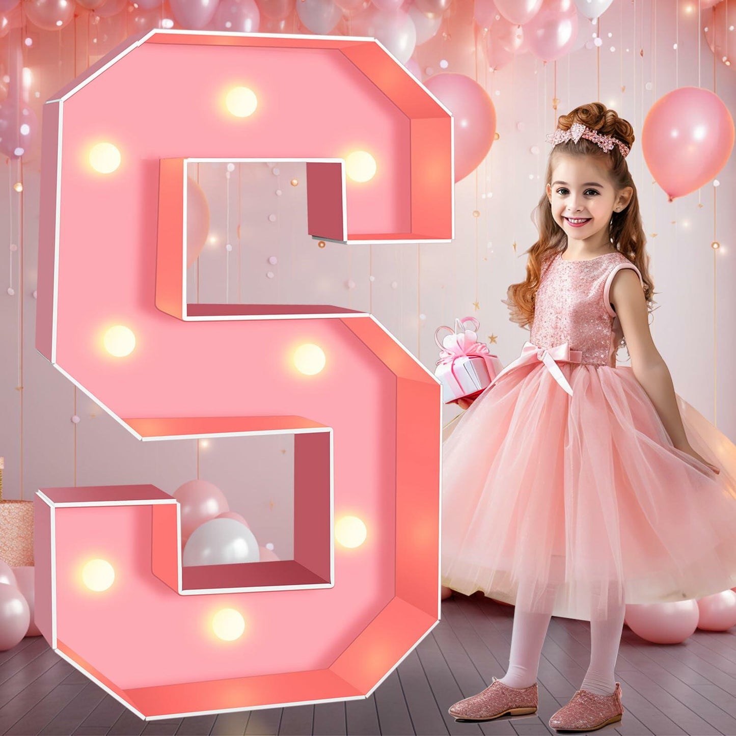 Pooqla 3FT LED Marquee Letter S Pink Party Birthday Wedding Decor