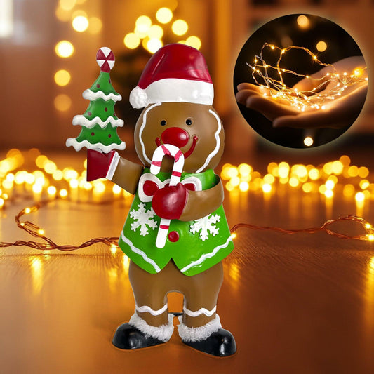 LIFFY Gingerbread Man Statue Christmas Decoration Handmade Indoor Decor Lights