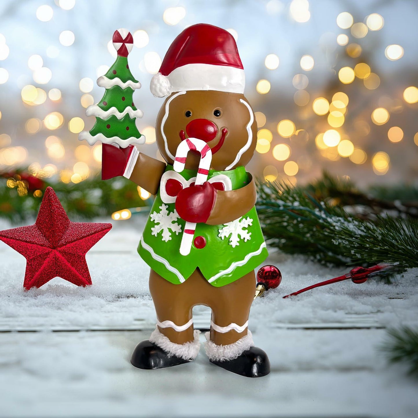 LIFFY Gingerbread Man Statue Christmas Decoration Handmade Indoor Decor Lights