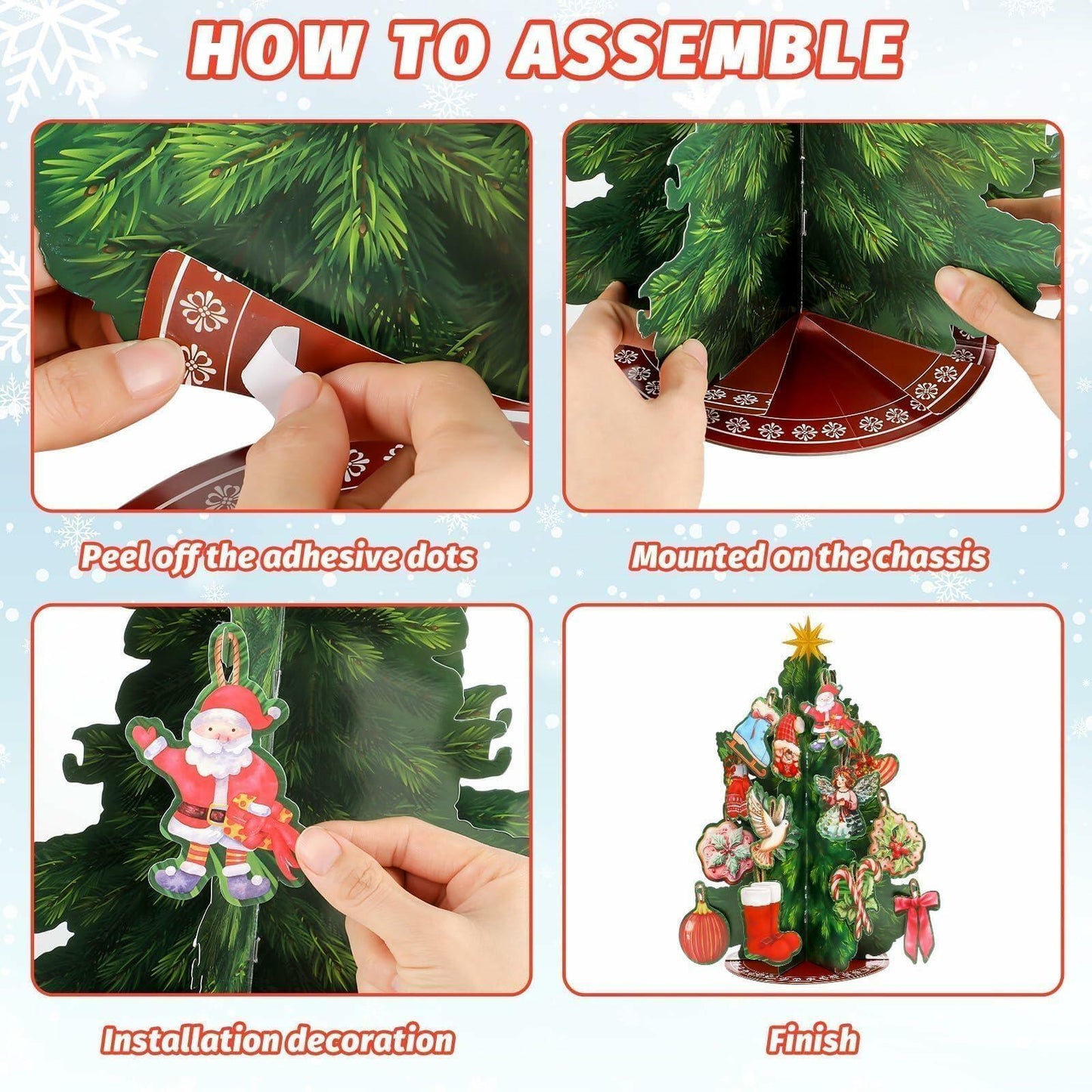 Pop Up Christmas Tree Cards 3D Handmade Foldable Vintage 14.6in Xmas Card