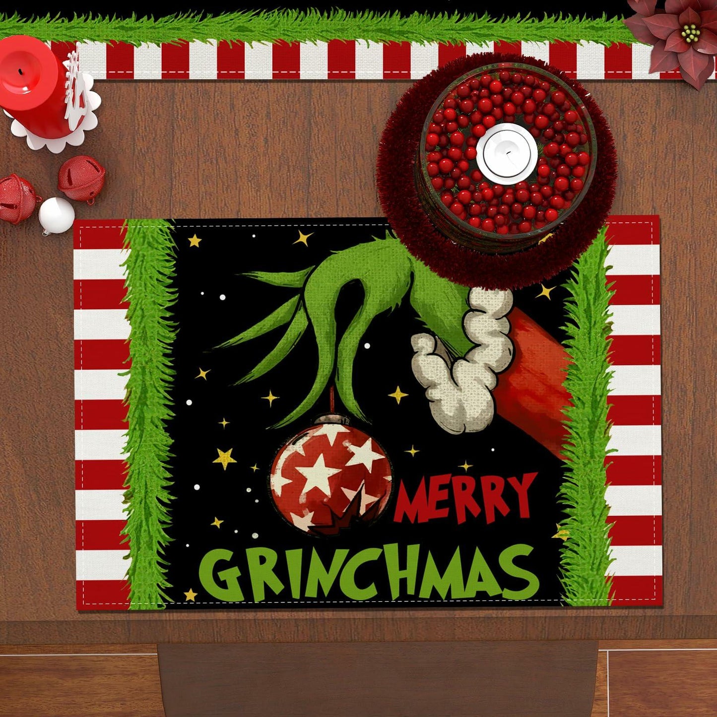 Merry Christmas Placemats Set of 4 12x18'' Winter Holiday Xmas Decorations