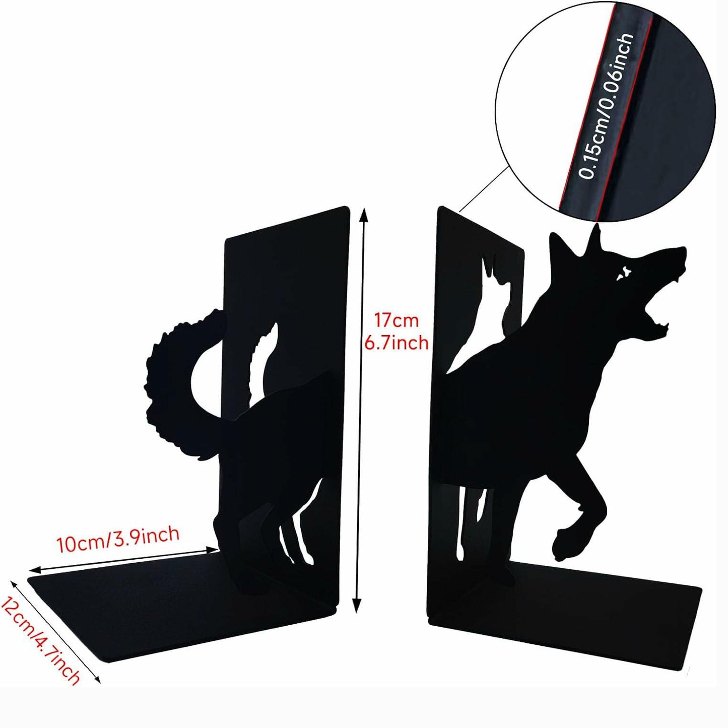 Black Dog Decorative Bookends for Shelves Dog Lover Gifts Office Decor