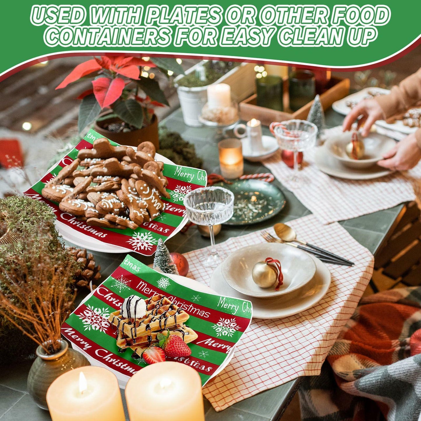 Tenceur Christmas Wax Paper Sheets Winter Printed 150 Pcs