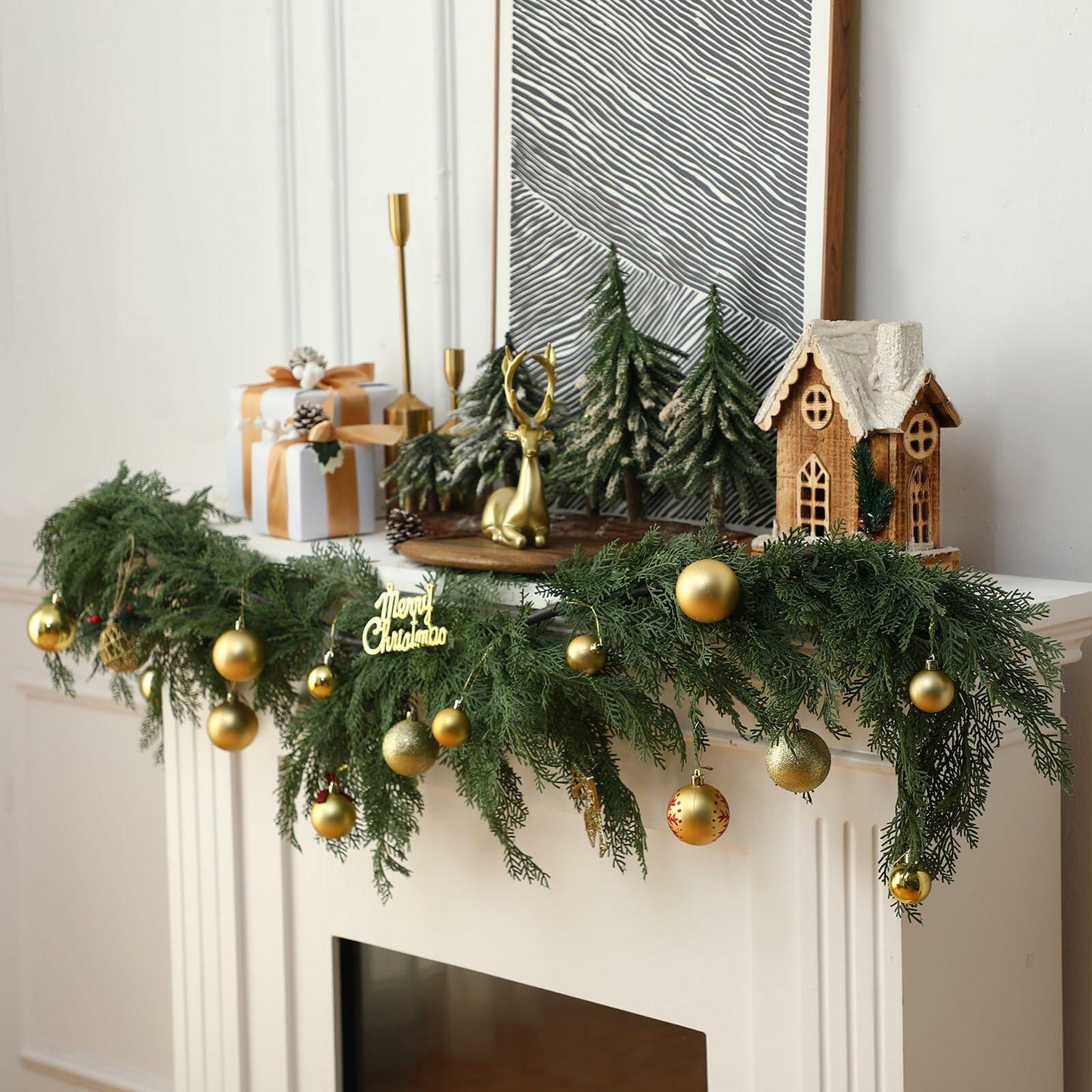 Thiccywoov 6ft Christmas Cedar Wreath Garland Greenery Indoor Outdoor