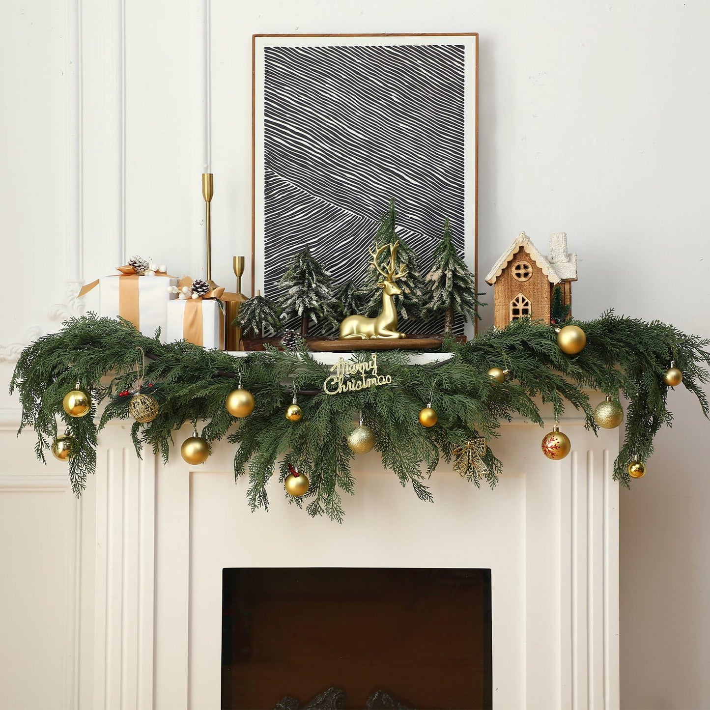 Thiccywoov 6ft Christmas Cedar Wreath Garland Greenery Indoor Outdoor