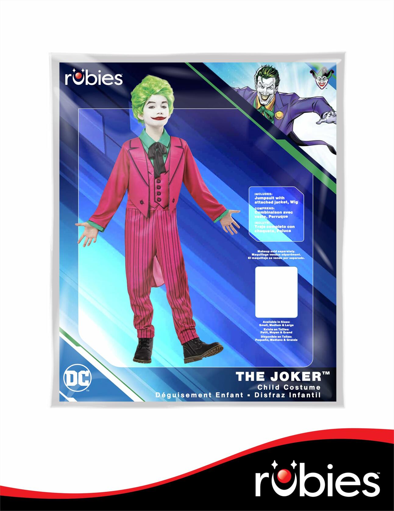 Rubies DC Batman Classic 1966 Joker Costume Kids Boy Large Size L