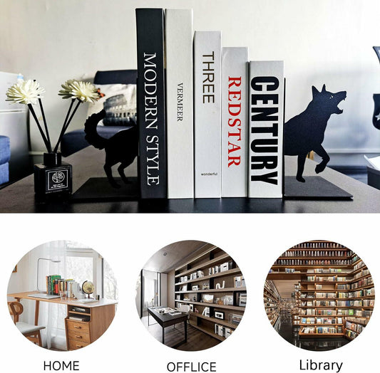 Black Dog Decorative Bookends for Shelves Dog Lover Gifts Office Decor