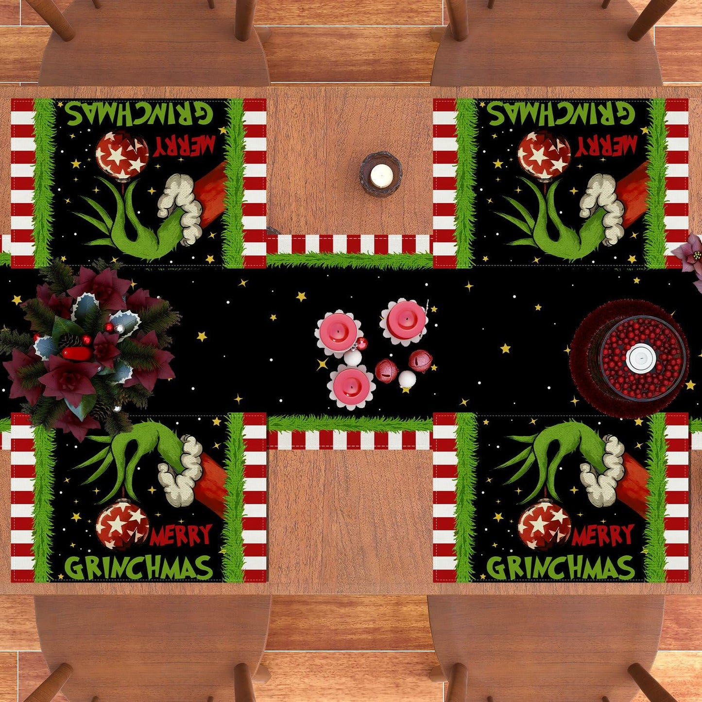 Merry Christmas Placemats Set of 4 12x18'' Winter Holiday Xmas Decorations