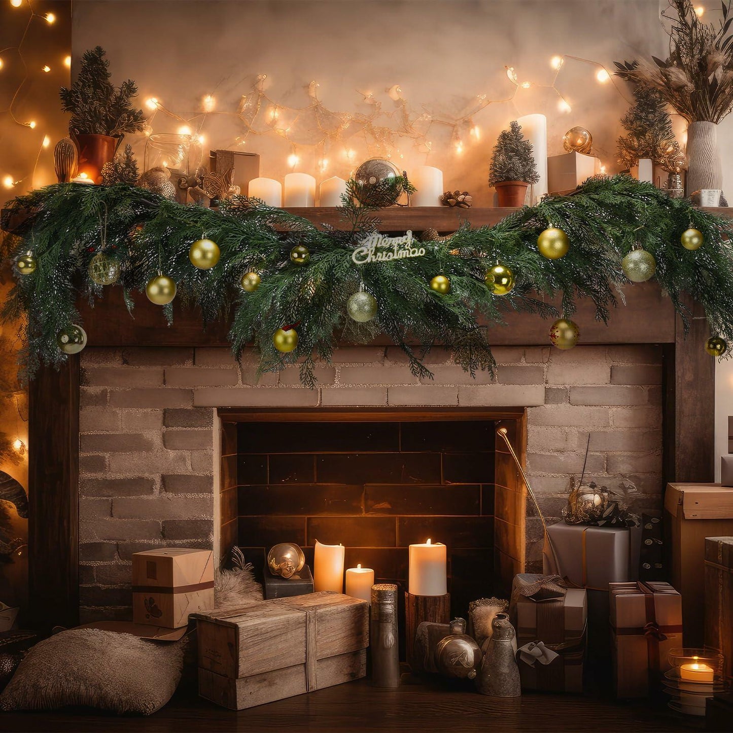 Thiccywoov 6ft Christmas Cedar Wreath Garland Greenery Indoor Outdoor