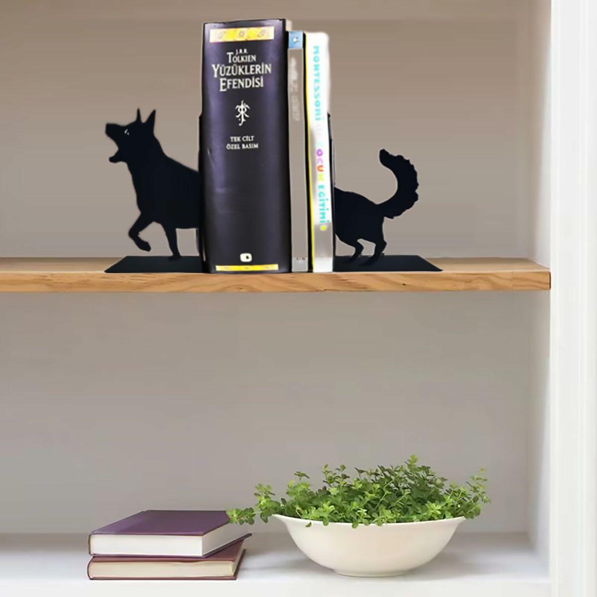 Black Dog Decorative Bookends for Shelves Dog Lover Gifts Office Decor