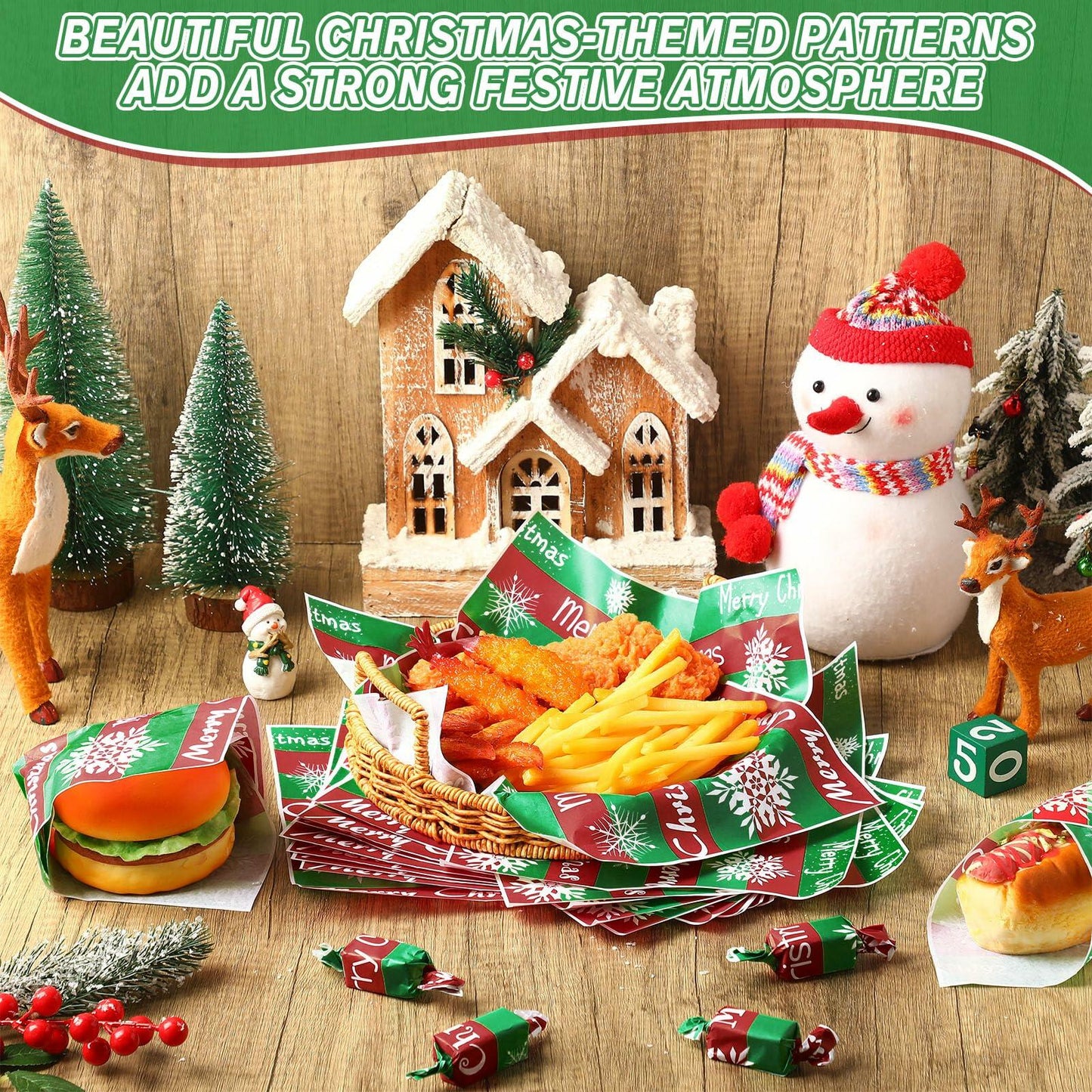 Tenceur Christmas Wax Paper Sheets Winter Printed 150 Pcs
