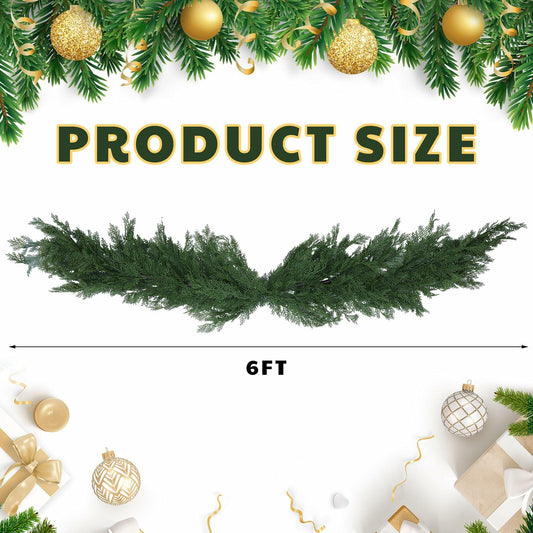 Thiccywoov 6ft Christmas Cedar Wreath Garland Greenery Indoor Outdoor