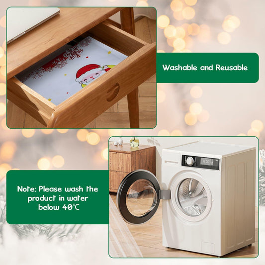 Raweao Christmas Tablecloth Santa Claus Trees Red 84x60 Inch Rectangle