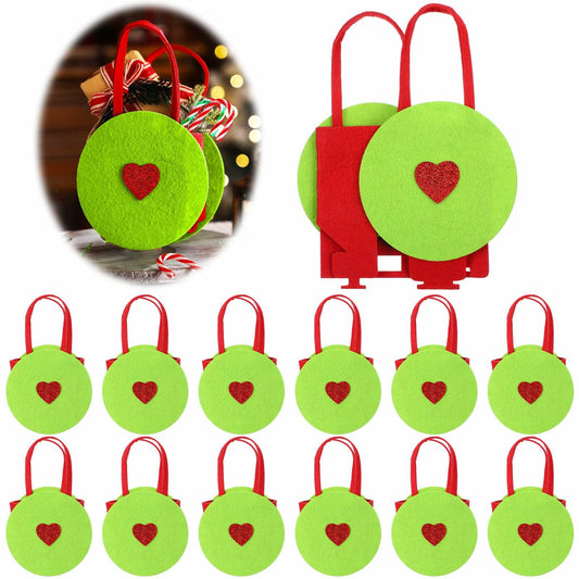 Sweetude Lime Green Christmas Felt Treat Bags 12 Pcs 5.39x9.06 Inch
