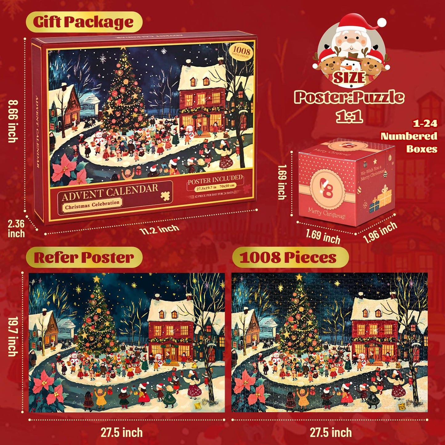 Cabtnca Puzzle Advent Calendar 2024 Christmas Countdown 1008 Pieces