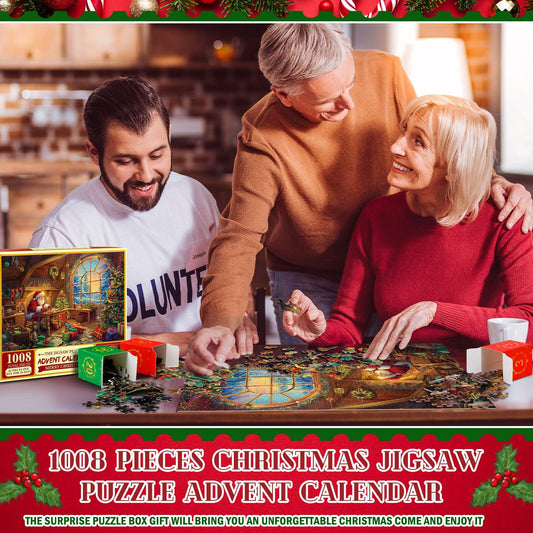 Simgoing 1008pcs Christmas Advent Calendar Puzzle 19.69x27.56 Santa Claus
