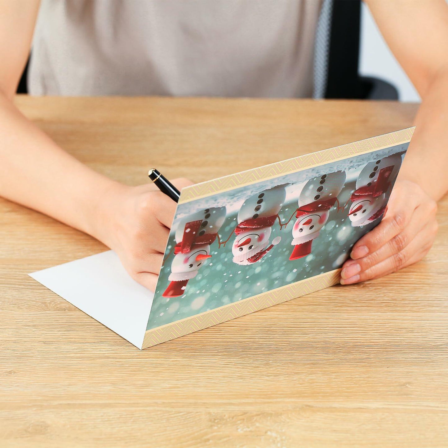 CareGifts Christmas Snowman Card 6x8 Inch 1 PCS with Envelopes Stickers