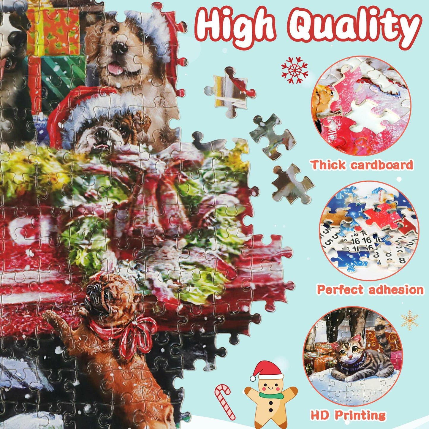 Alagoo 2025 Holiday Jigsaw Puzzle Advent Calendar Puppy & Cat 1008 pcs