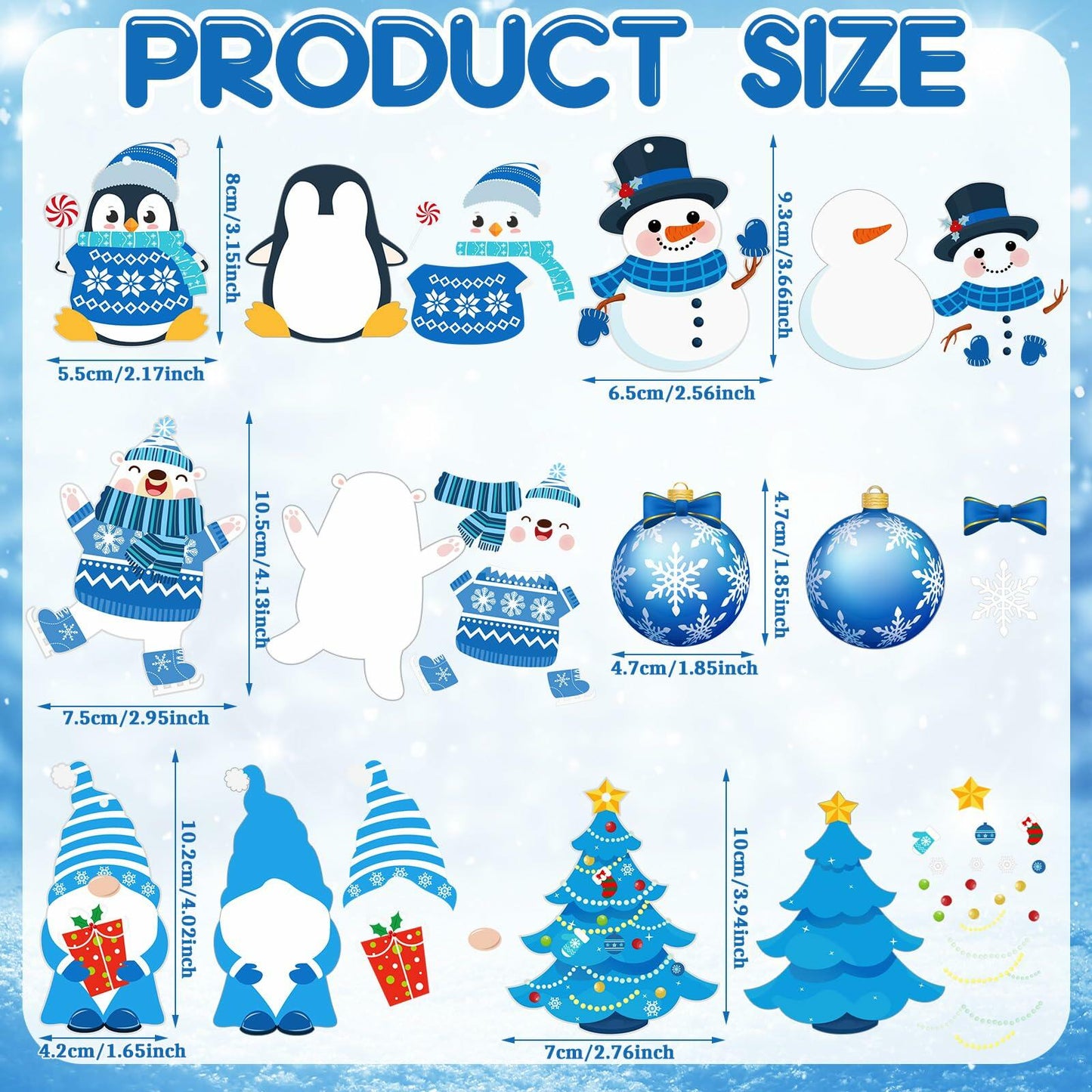 Zhanmai Winter Crafts Kit DIY Ornaments Christmas Stickers 36 Sets