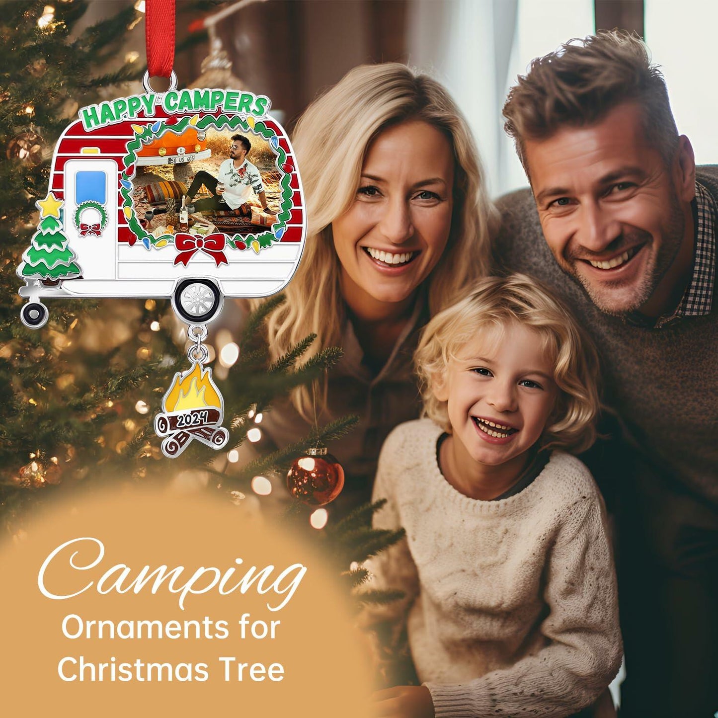 Camping Ornament Camper Photo Frame Christmas Tree Decoration 2024