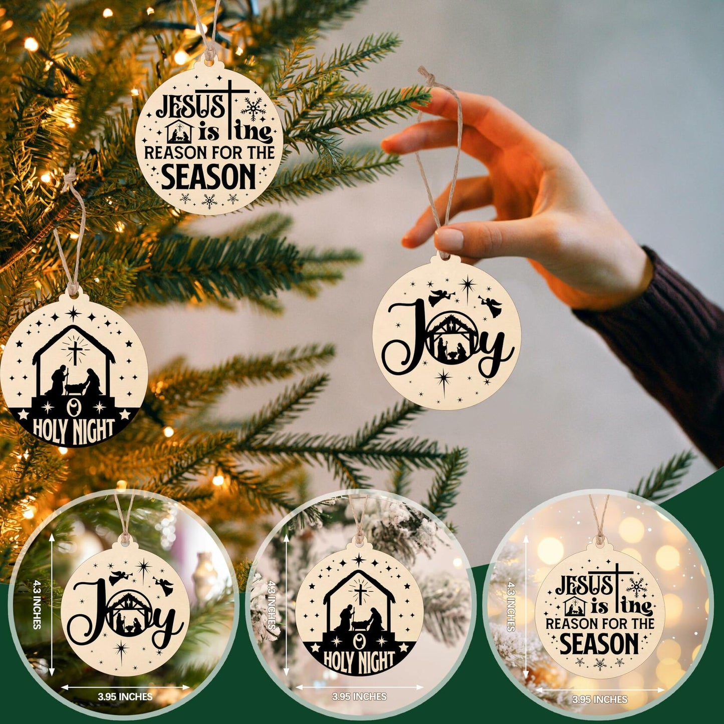 Christian Nativity Ornaments Cross Scene Set 8 Pcs Christmas Decor
