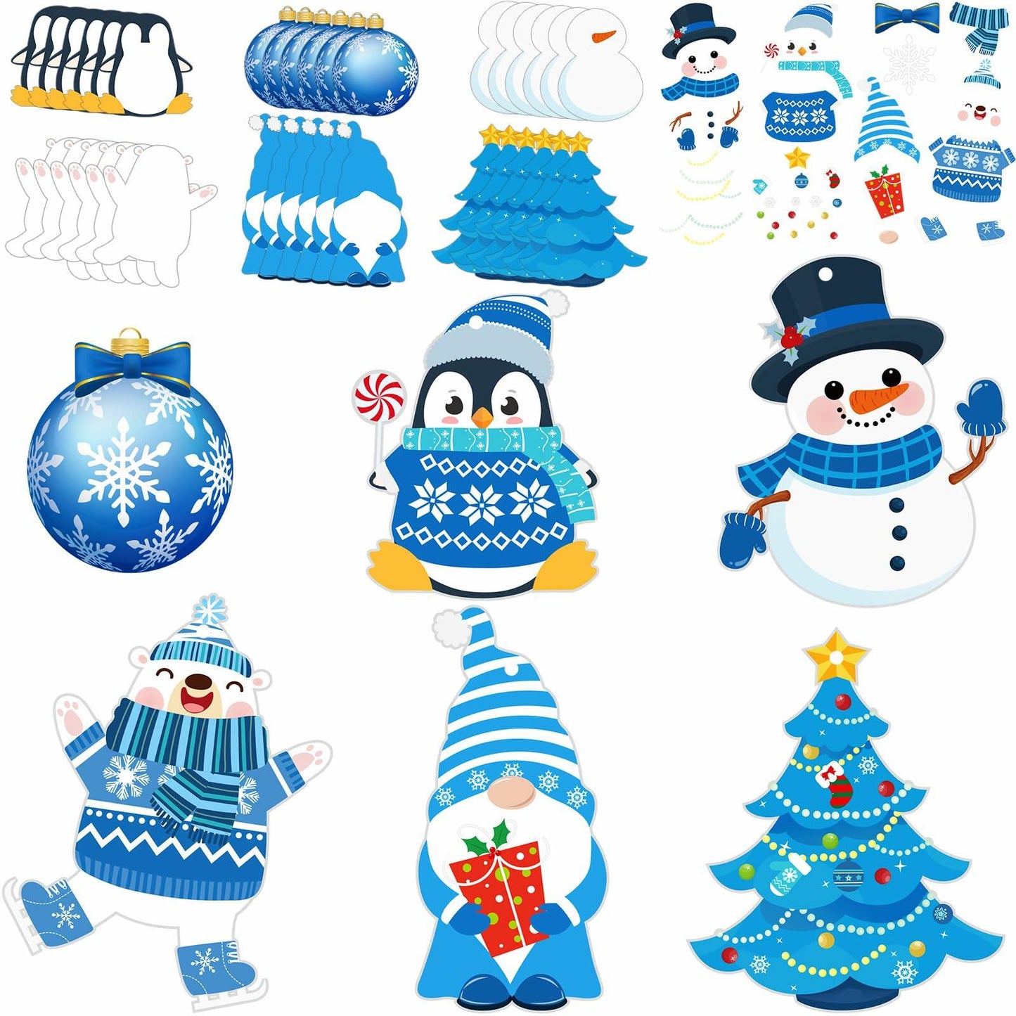 Zhanmai Winter Crafts Kit DIY Ornaments Christmas Stickers 36 Sets