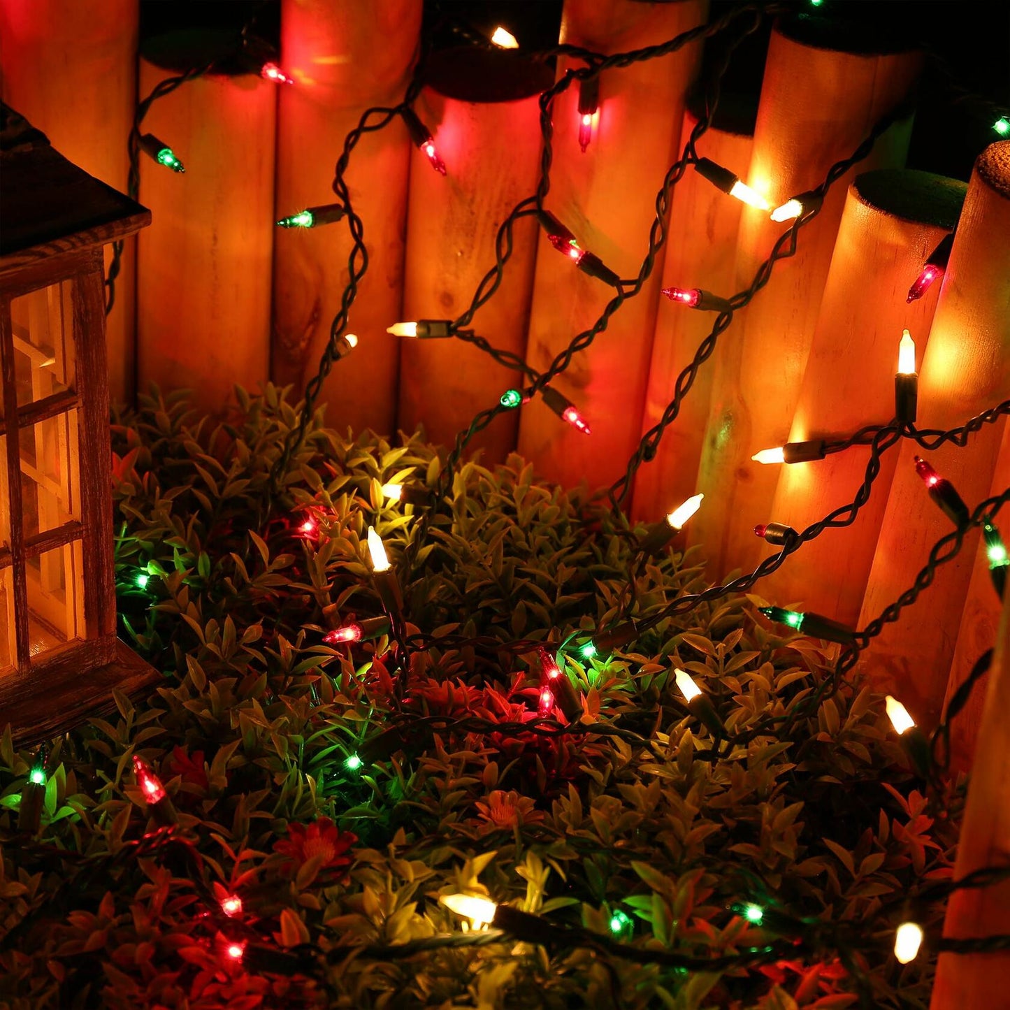 RECESKY Christmas Icicle Curtain Lights 7.7ft 100 Multi Color Indoor Outdoor