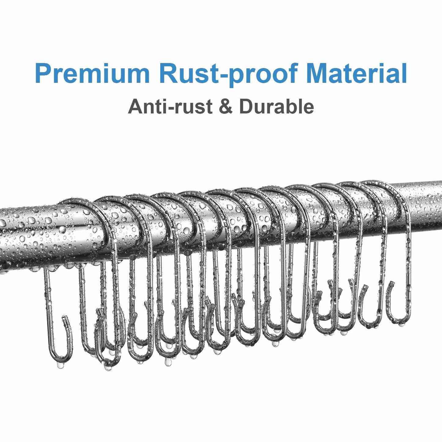 TENOVEL Stainless Steel Double Shower Curtain Hooks Rings 24 Pack Rust Proof