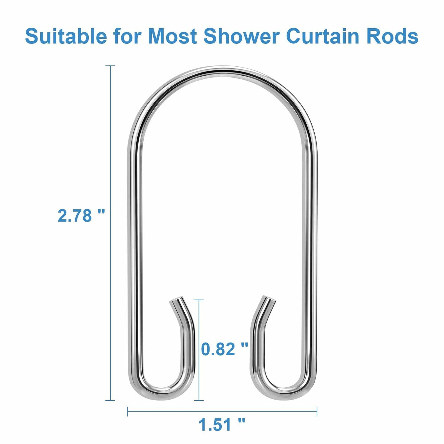 TENOVEL Stainless Steel Double Shower Curtain Hooks Rings 24 Pack Rust Proof