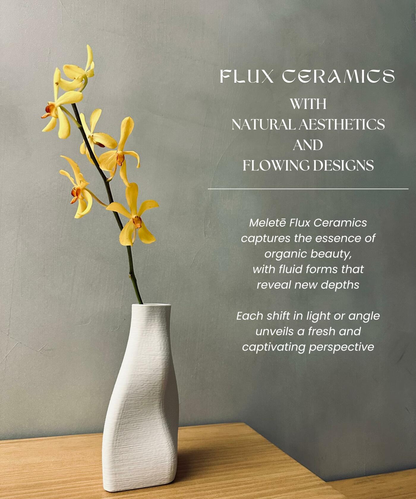 Meletē White Ceramic Irregular Shape Vase Tabletop Decor Modern Home