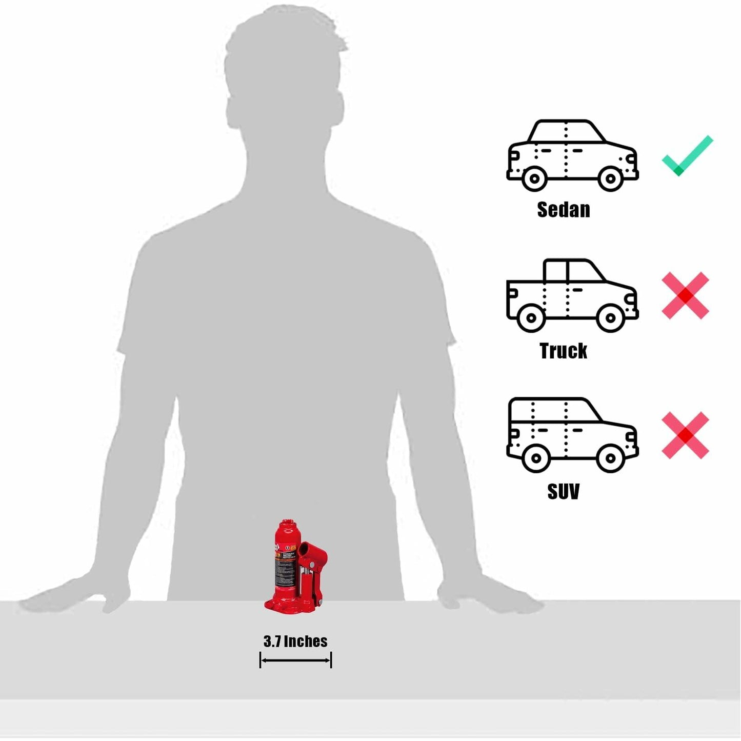 BIG RED Torin Hydraulic Stubby Low Profile Bottle Jack 12 Ton Red