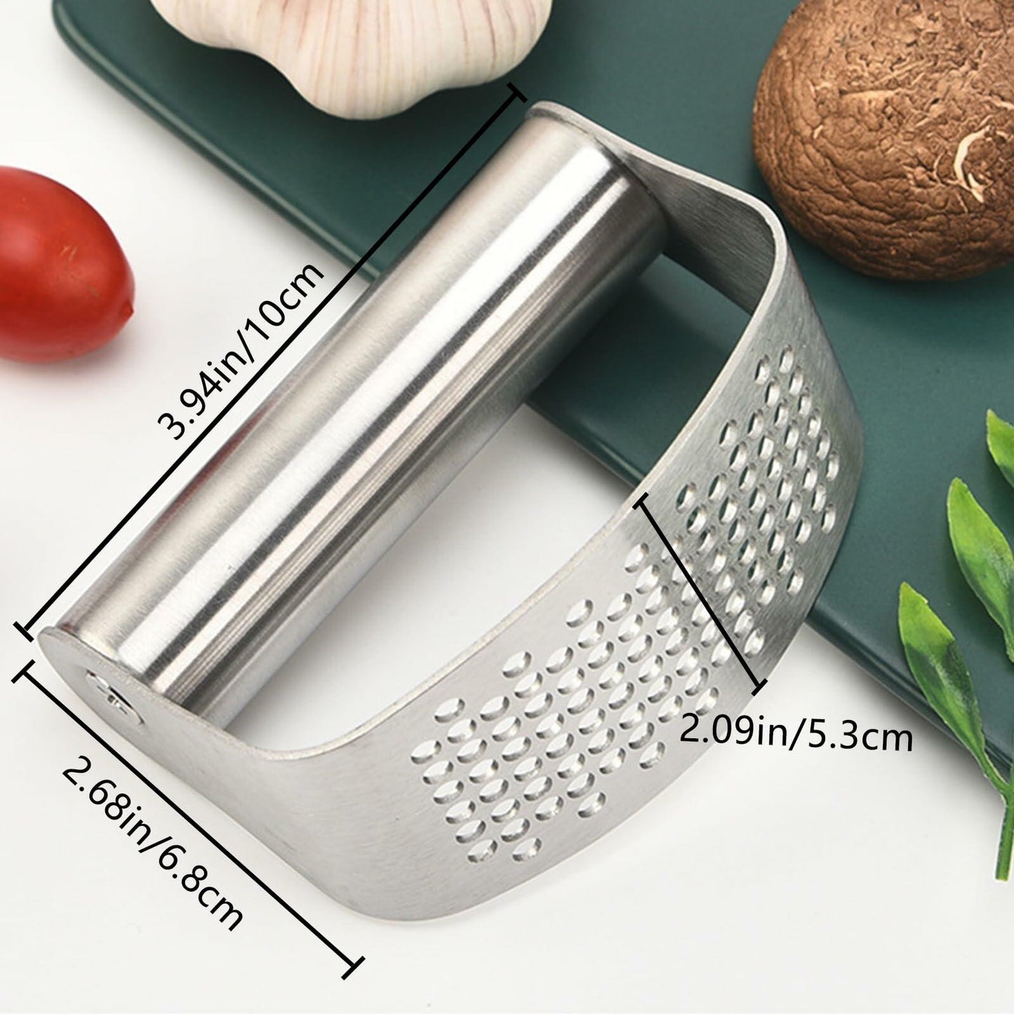 FATUXZ 3-Piece Stainless Steel Garlic Press Set with Silicone Peeler