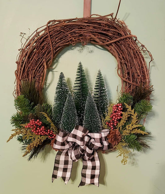 Bottle Brush Trees Mini Green Flocked Sisal Christmas Decor Tabletop