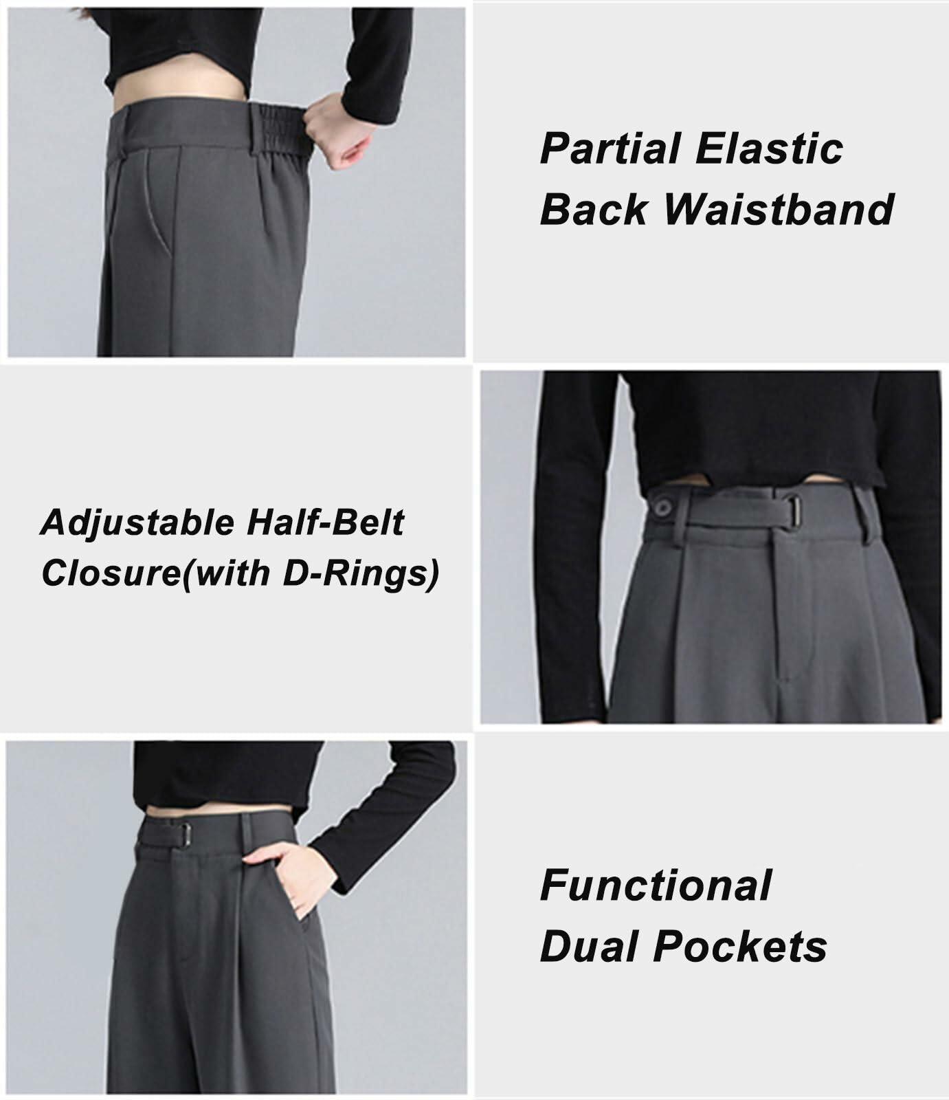 Betusline Womens Business Casual Wide Leg Long Dress Pants Brown Size Small