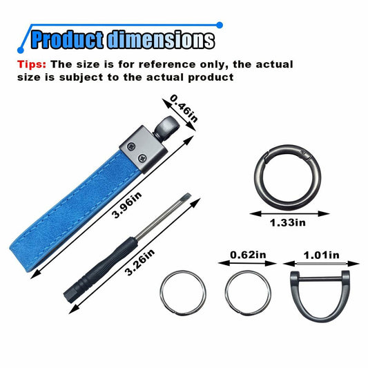 KITUREK Leather Car Fob Keychain 360° Rotatable Anti-lost D Ring Coffee