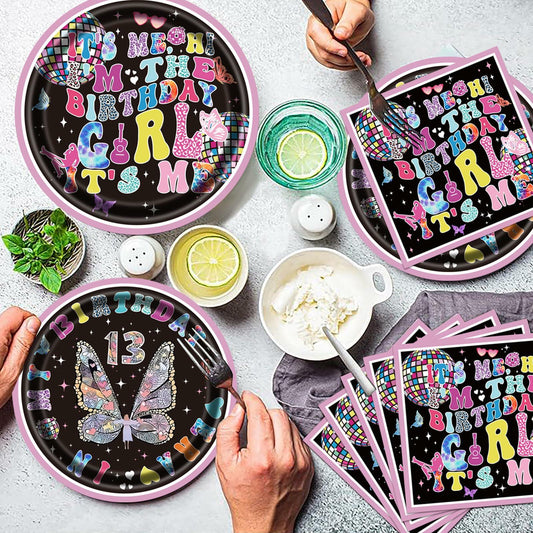 Its Me Birthday Girl Tableware Plates Napkins Party Supplies Pink 24 Count