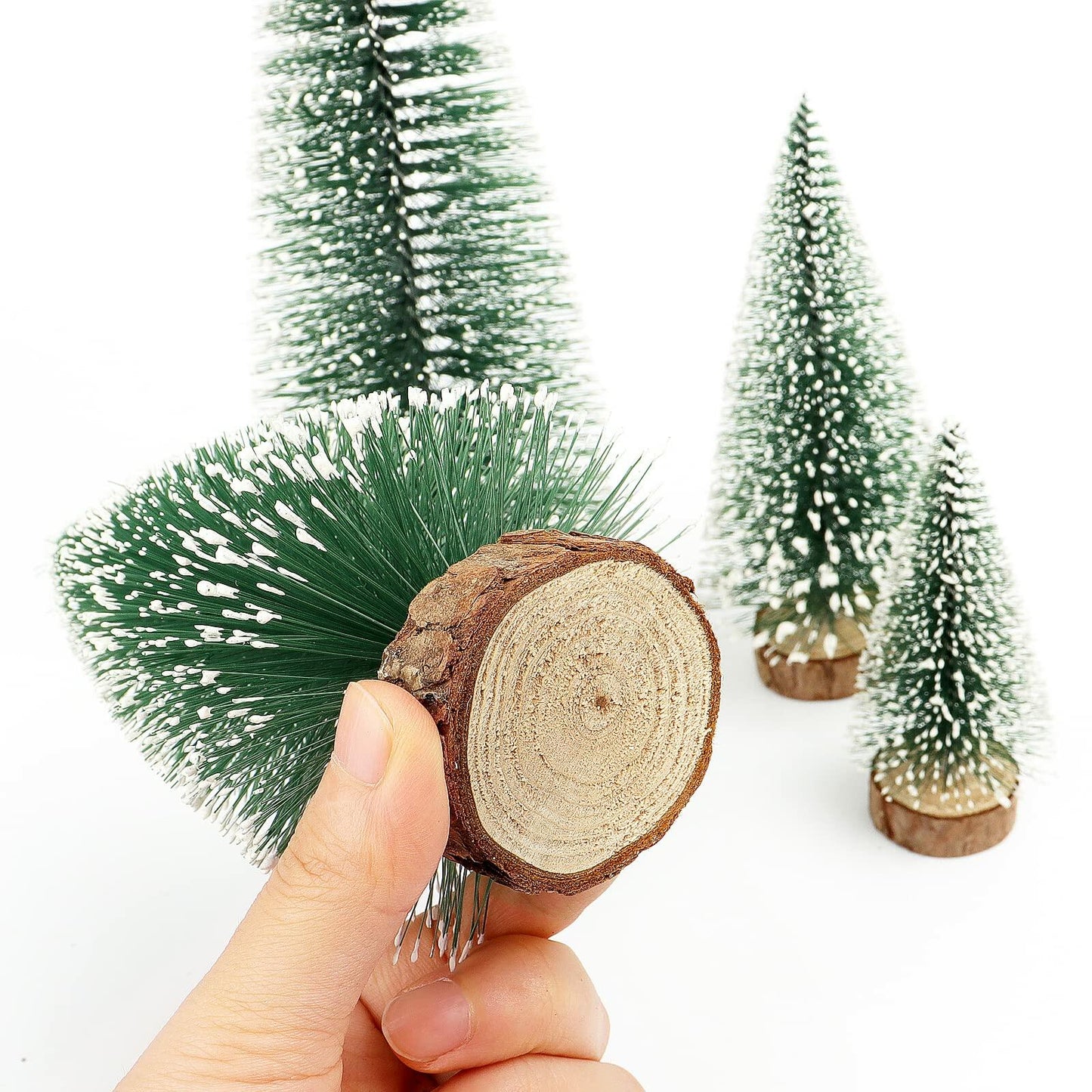 Bottle Brush Trees Mini Green Flocked Sisal Christmas Decor Tabletop