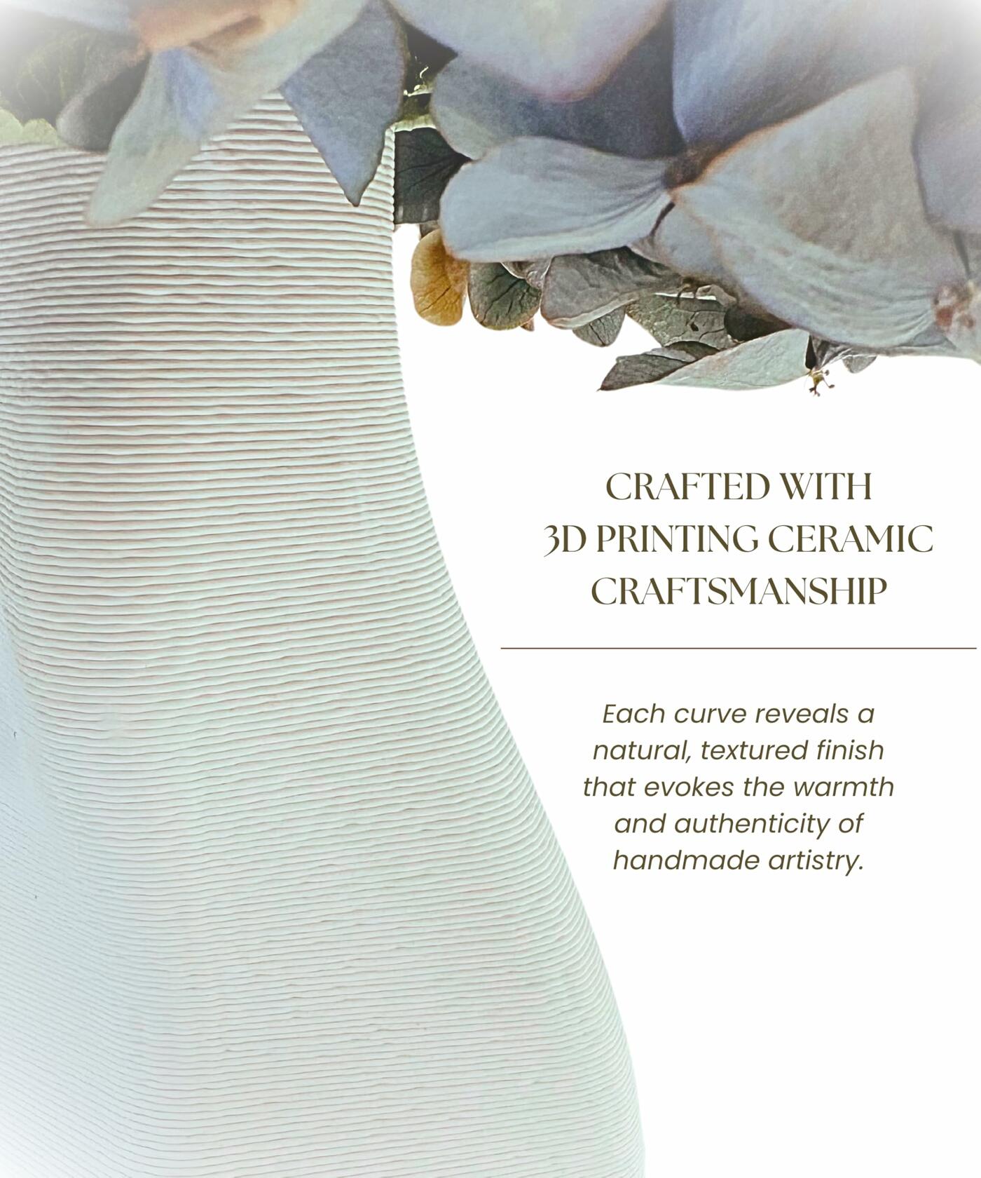 Meletē White Ceramic Irregular Shape Vase Tabletop Decor Modern Home