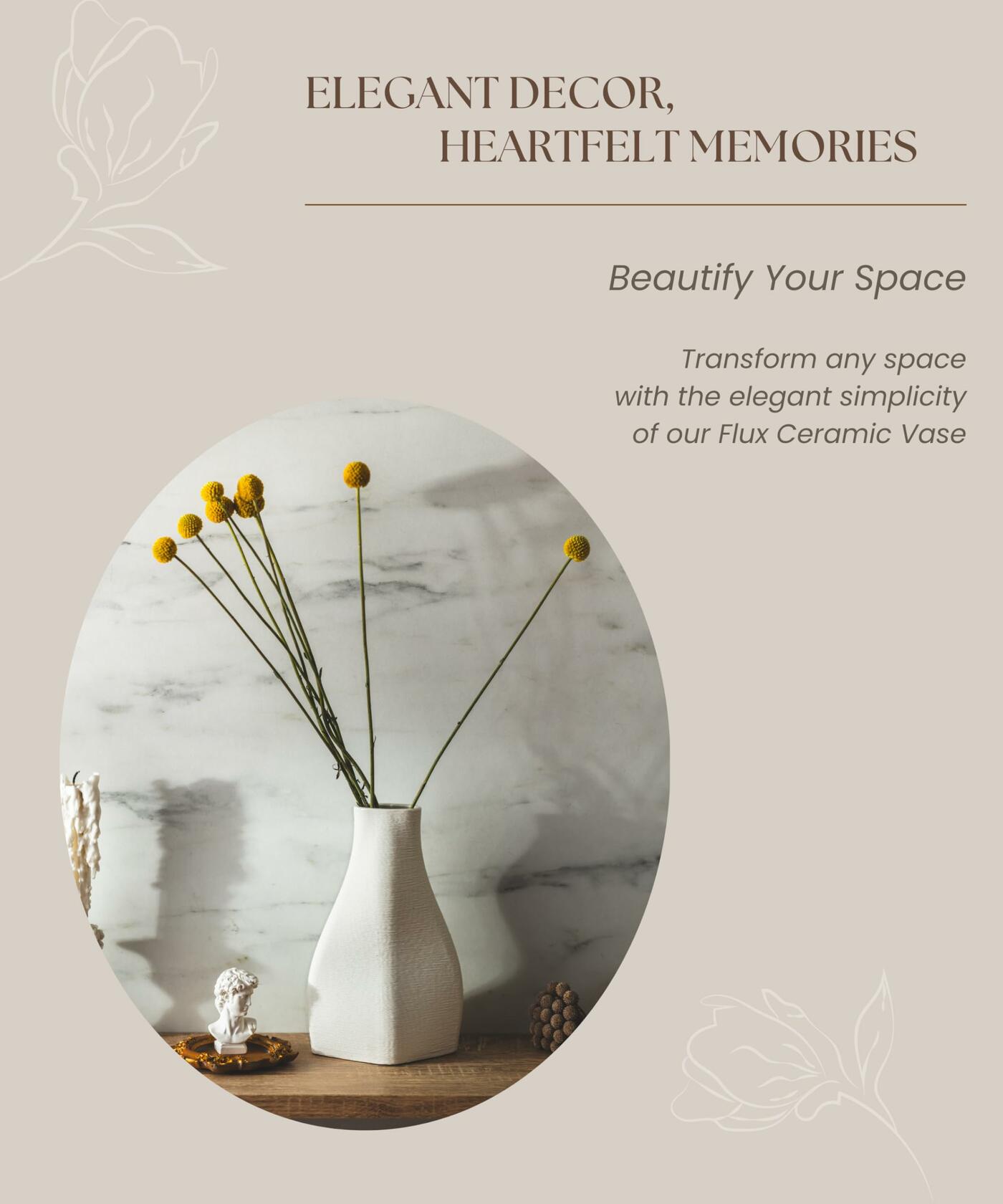 Meletē White Ceramic Irregular Shape Vase Tabletop Decor Modern Home