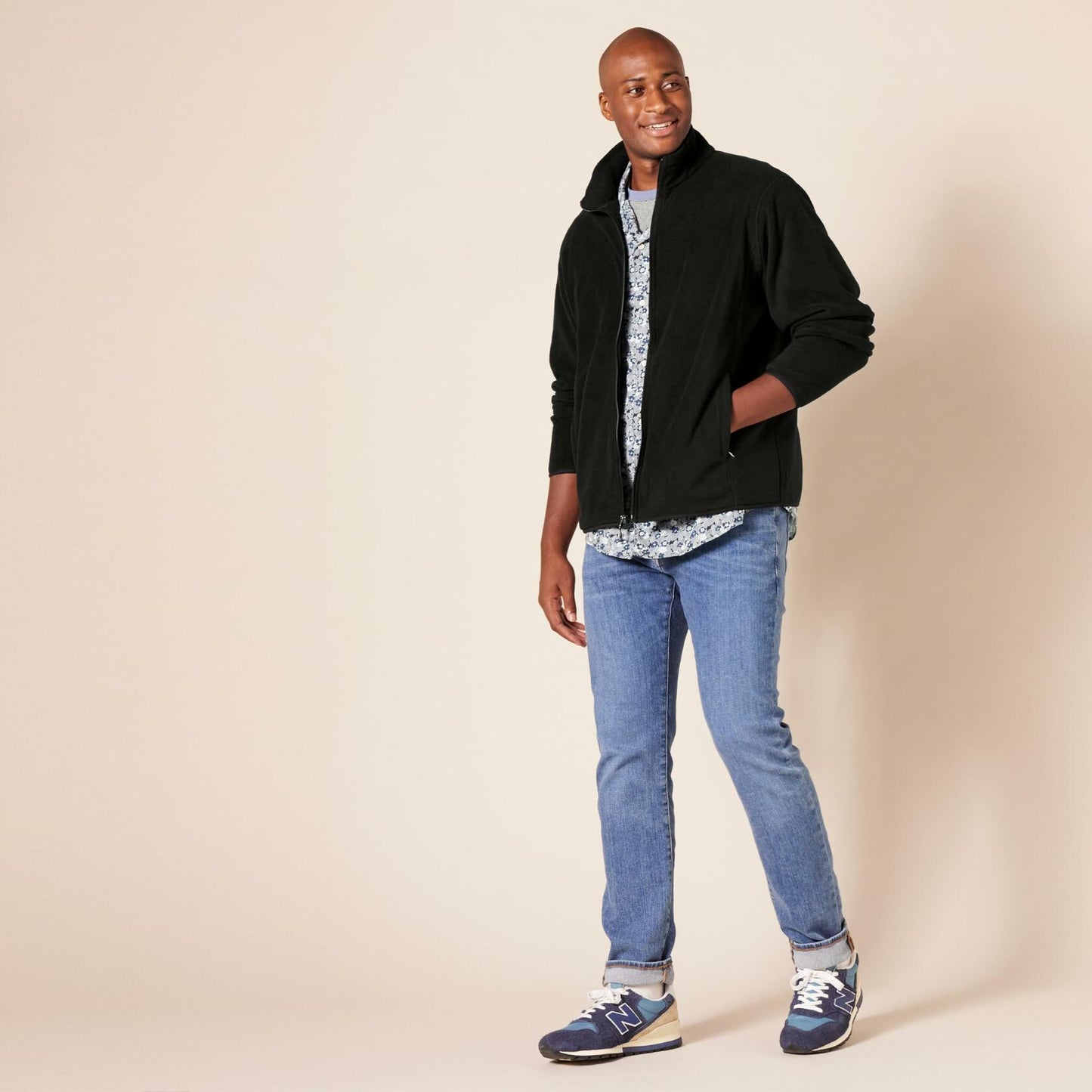 Amazon Essentials Men's Full-Zip Fleece Jacket Black Size X-Small