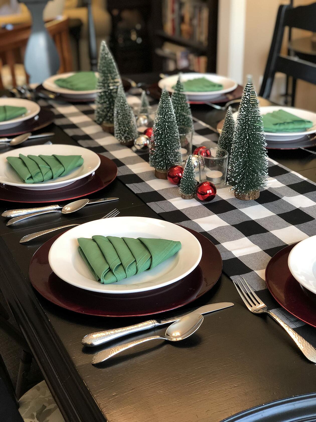 Bottle Brush Trees Mini Green Flocked Sisal Christmas Decor Tabletop